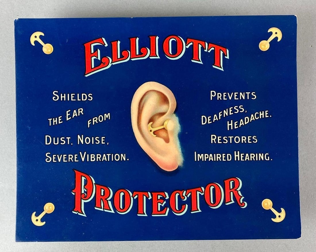 Antique 1900 Elliot Ear Protector Advertising Easel Back Celluloid: In-House Shipping Option: If you would like to use our in-house shipping service, please select “Arrange My Own Shipping” when paying your invoice. After payment, our in-house shipping team