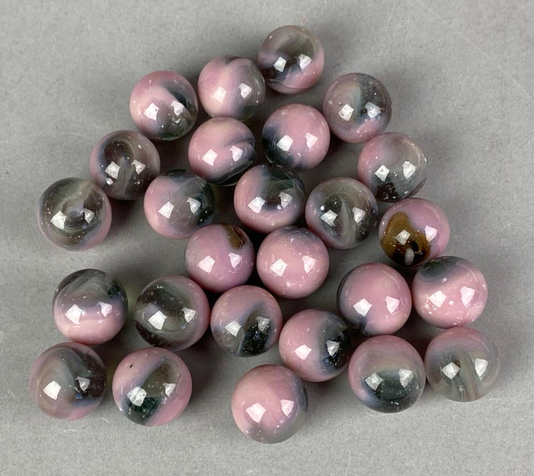 Group of 25 Jabos Uranium Glass Marbles (1 of 3)