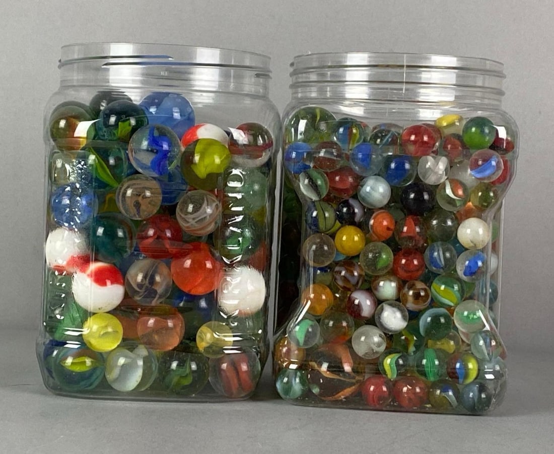 Group of 2 Jars of Assorted Glass marbles (1 of 3)
