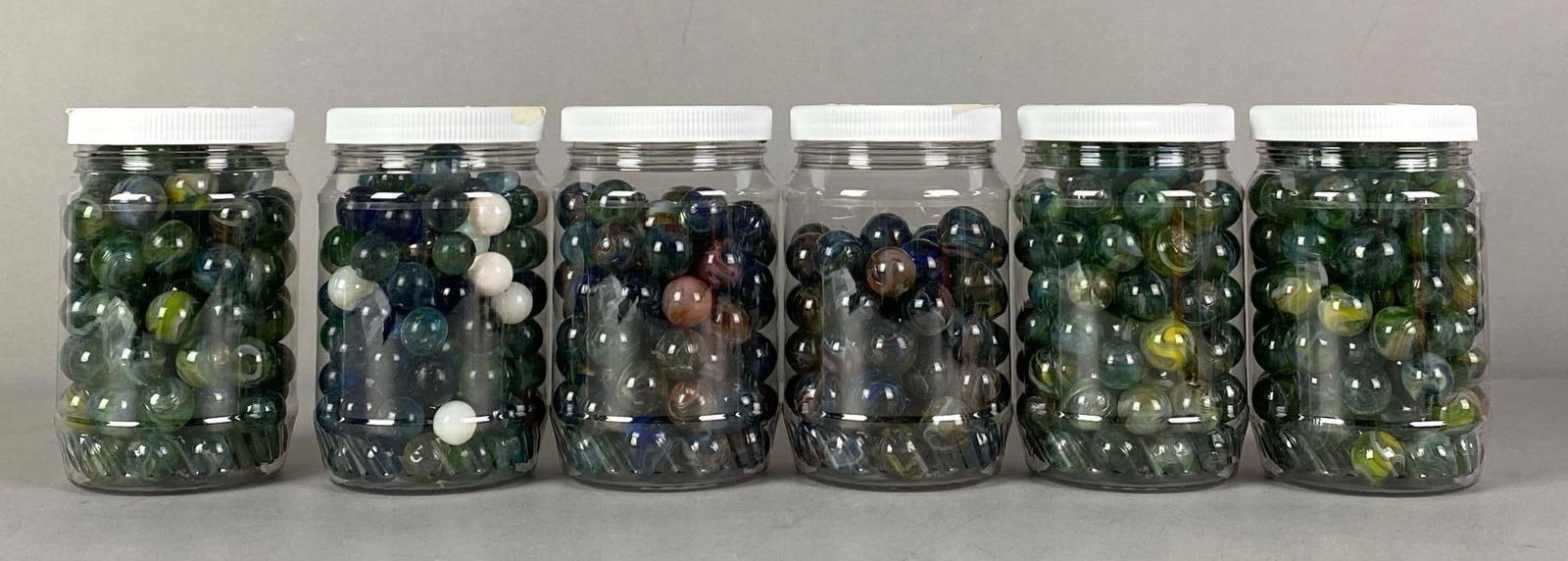 Group of 6 Jars of Assorted Glass Marbles (1 of 3)