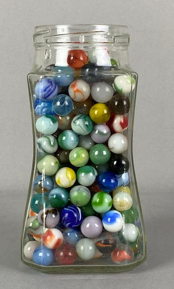 Glass Jar of Assorted Glass Marbles (1 of 4)
