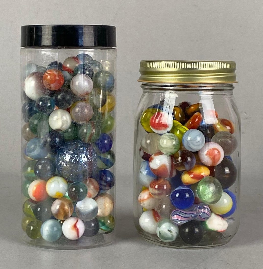 Group of 2 Jars of Assorted Glass Marbles (1 of 3)