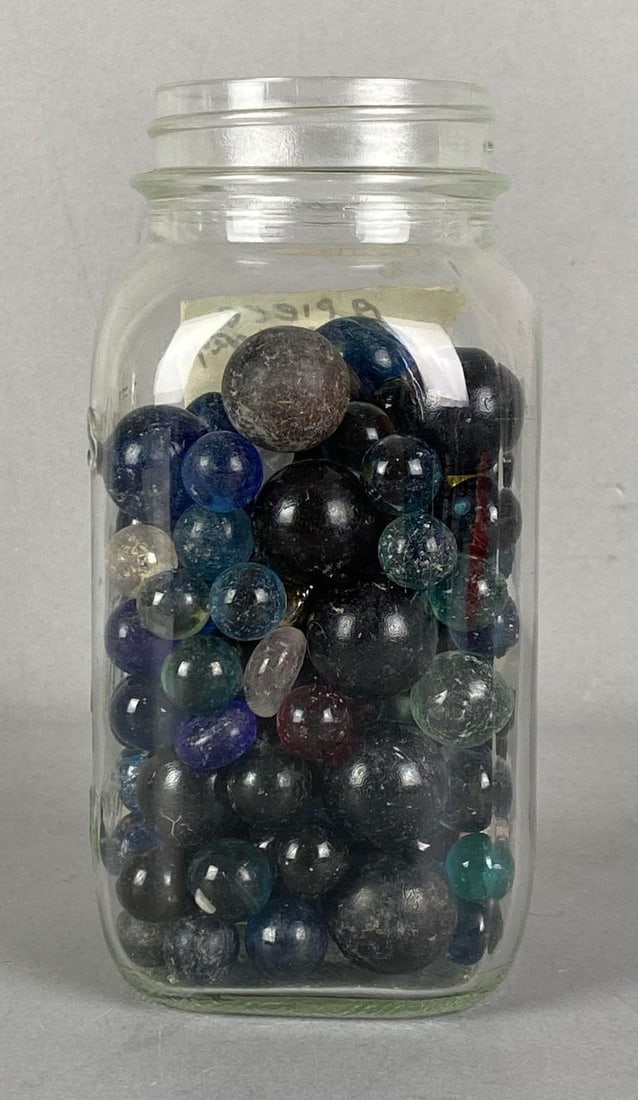 Glass Jar of Assorted Marbles Found At Jabo Factory (1 of 3)