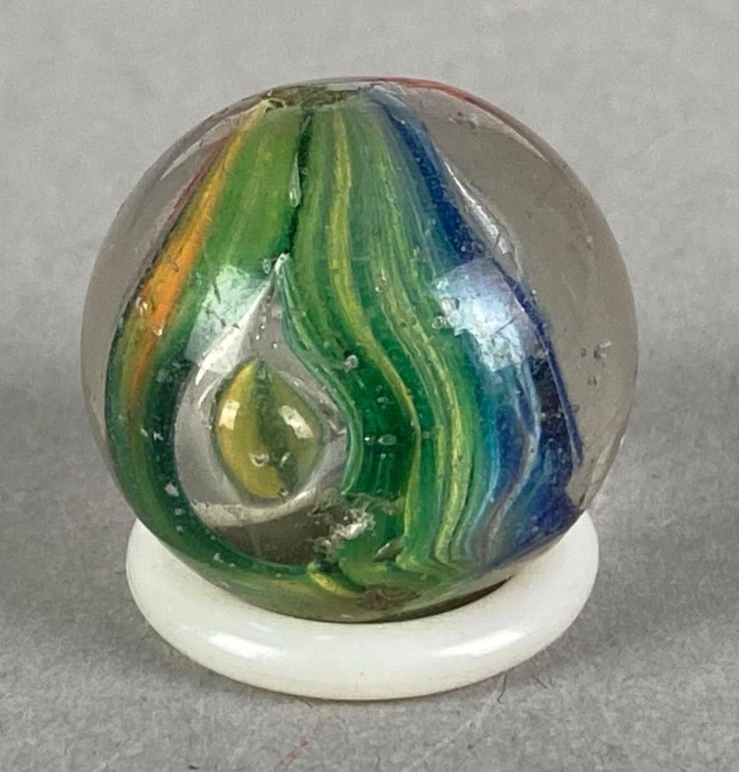 Antique German Swirl Glass Marble with Unique Bubble (1 of 4)