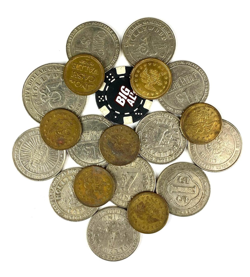 Group of 20 Assorted Gaming Tokens and Chips (1 of 1)