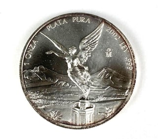 2002 Mexico Libertad 1 Onza 1 oz .999 Fine Silver Round
