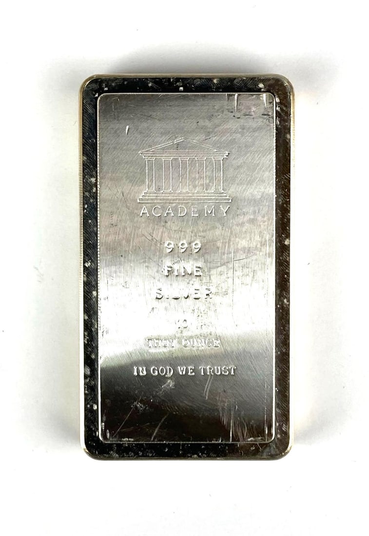 Academy 10 oz .999 Fine Silver Ingot/Bar (1 of 2)