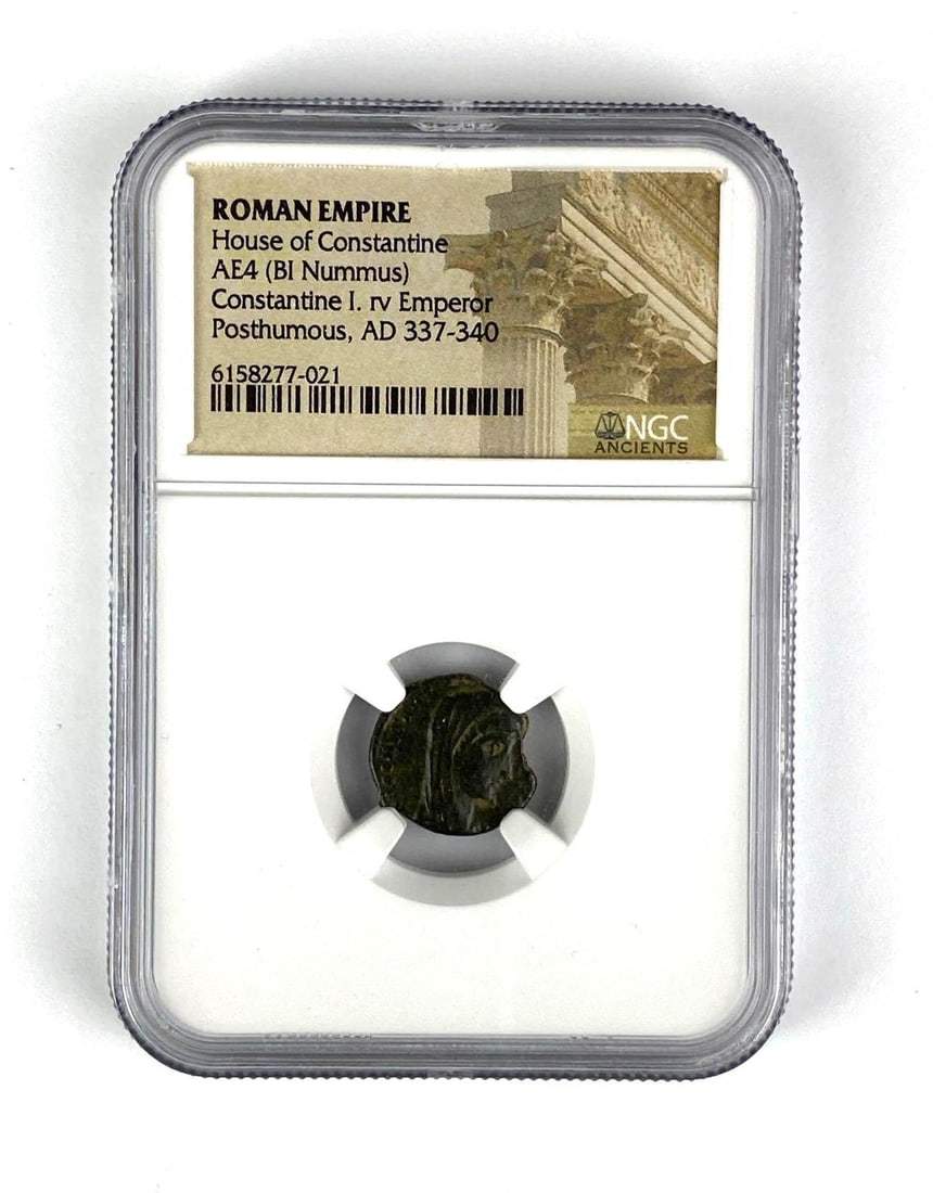 AD 337-340 Roman Empire AE4 BI Nummus NGC Ancients: In-House Shipping Option: If you would like to use our in-house shipping service, please select “Arrange My Own Shipping” when paying your invoice. After payment, our in-house shipping team wi