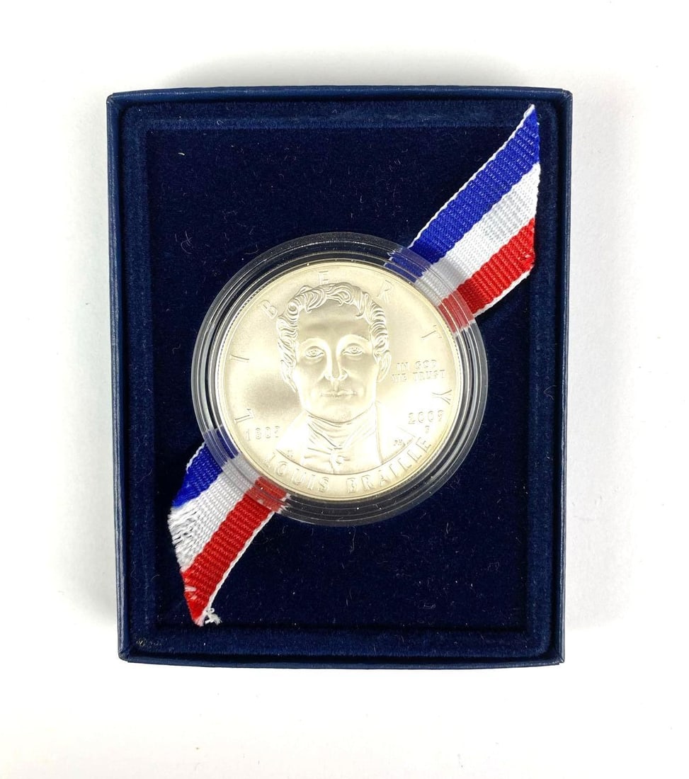 2009 US Mint Louis Braille Bicentennial 27.2 Gram 90% Silver Dollar (1 of 3)