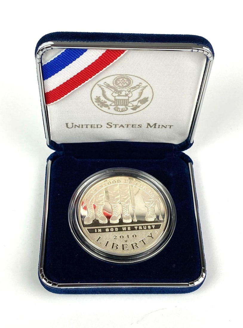 2010 US Mint American Veterans Disabled Veterans Disable for Life $1 90% Silver Proof Coin (1 of 6)