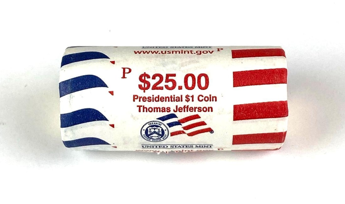 US Mint $25 Thomas Jefferson Presidential $1 P Coin Roll: In-House Shipping Option: If you would like to use our in-house shipping service, please select “Arrange My Own Shipping” when paying your invoice. After payment, our in-house shipping team wi