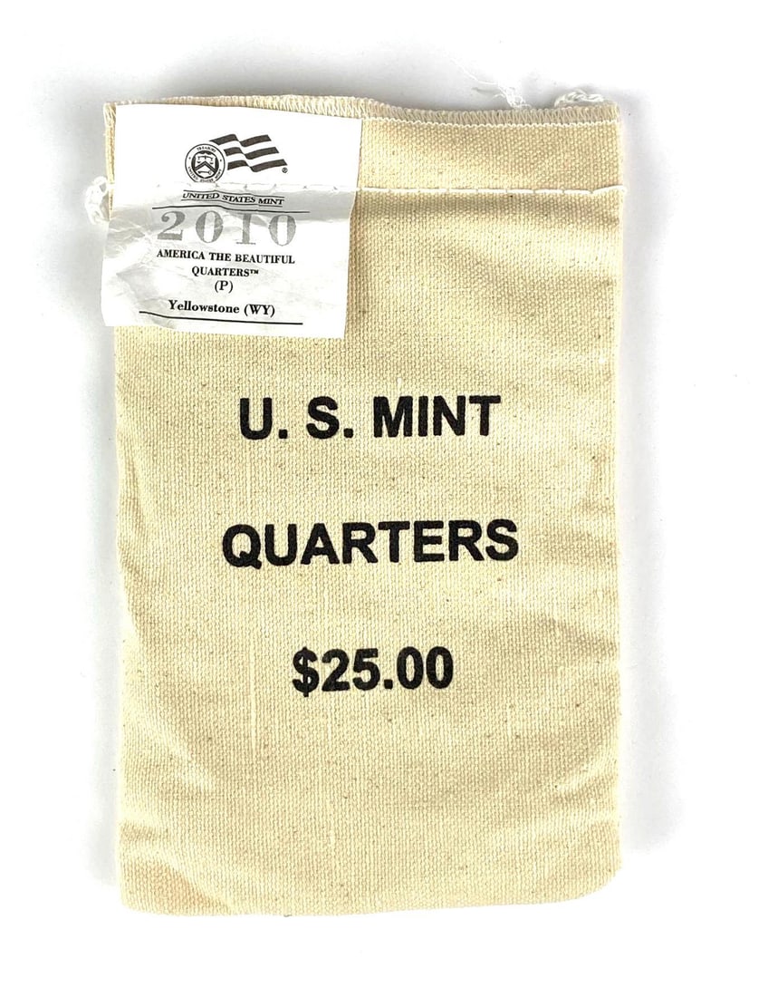 2010 US Mint $25 ATB Yellowstone WY P State Quarter in Original Canvas Bag (1 of 2)