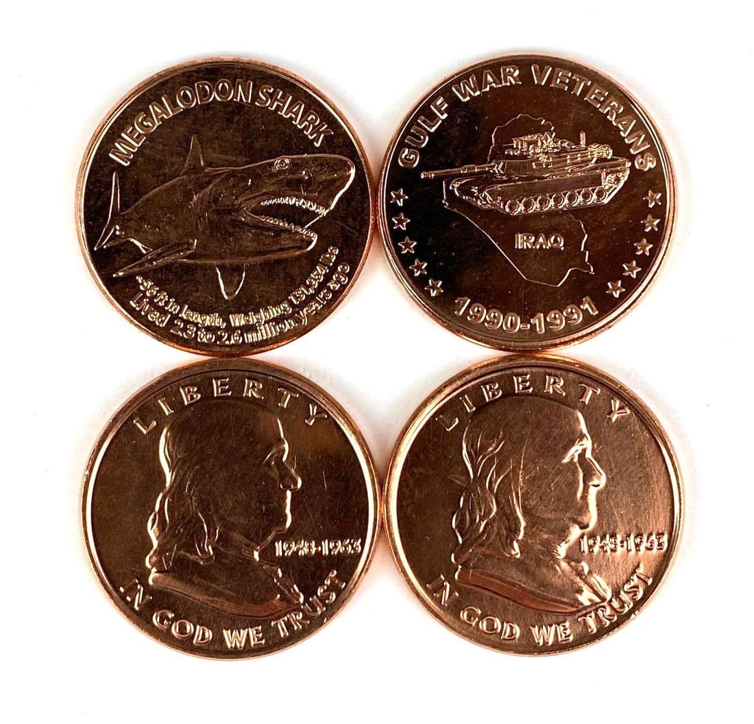 Group of 4 1 oz .999 Fine Copper Rounds (1 of 2)