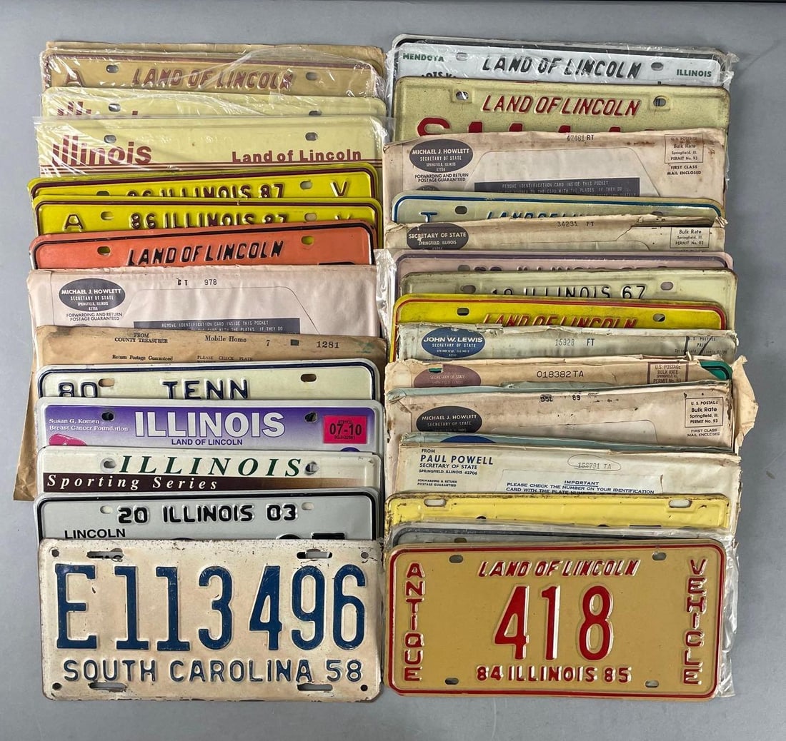 Group of Illinois Antique Vehicle License Plates and More (1 of 3)