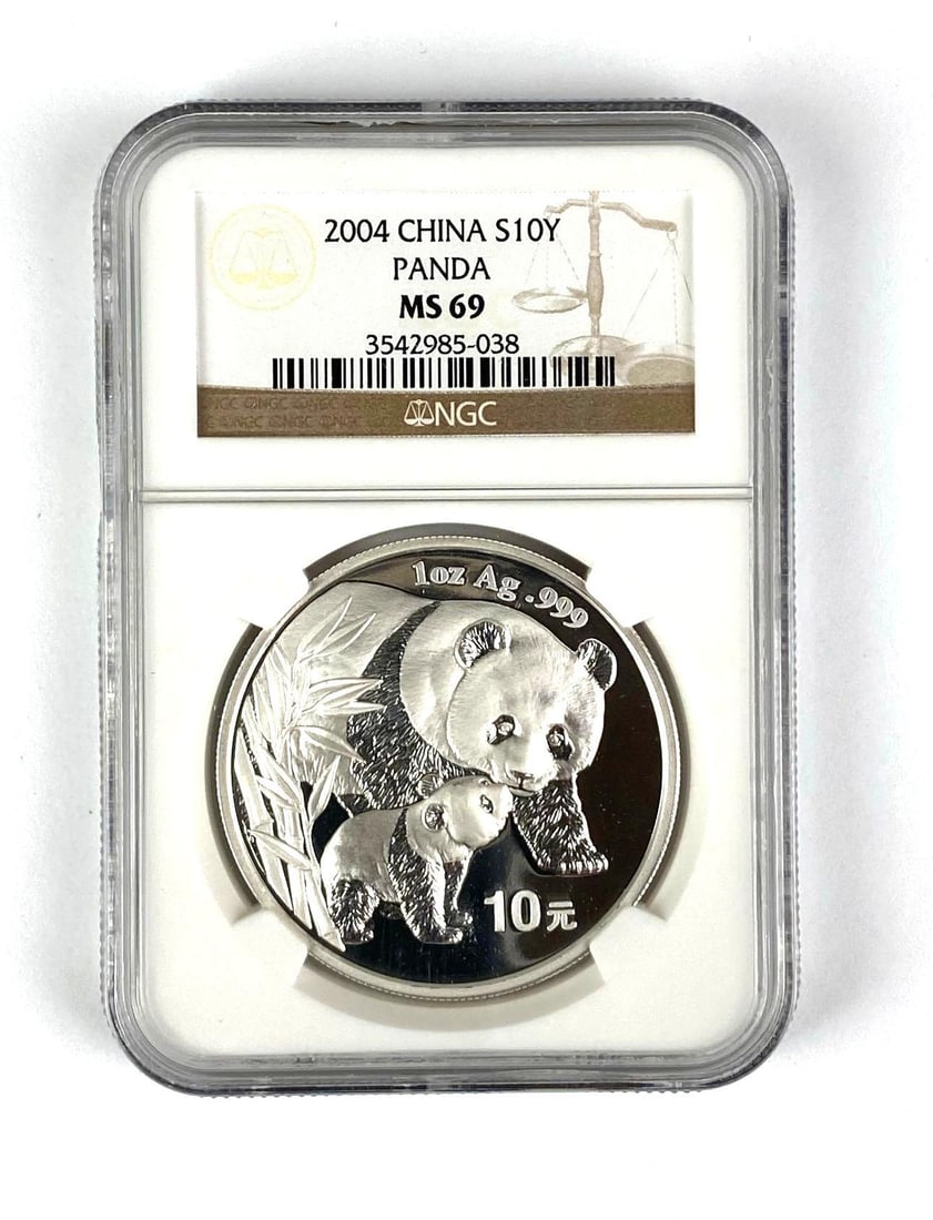 2004 China 10 Yuan Panda 1 oz .999 Fine Silver NGC Graded MS69 (1 of 2)