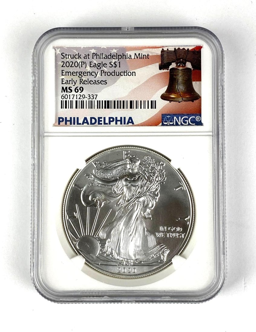 2020 P $1 American Silver Eagle 1 oz .999 Fine Silver NGC Graded MS69 (1 of 2)