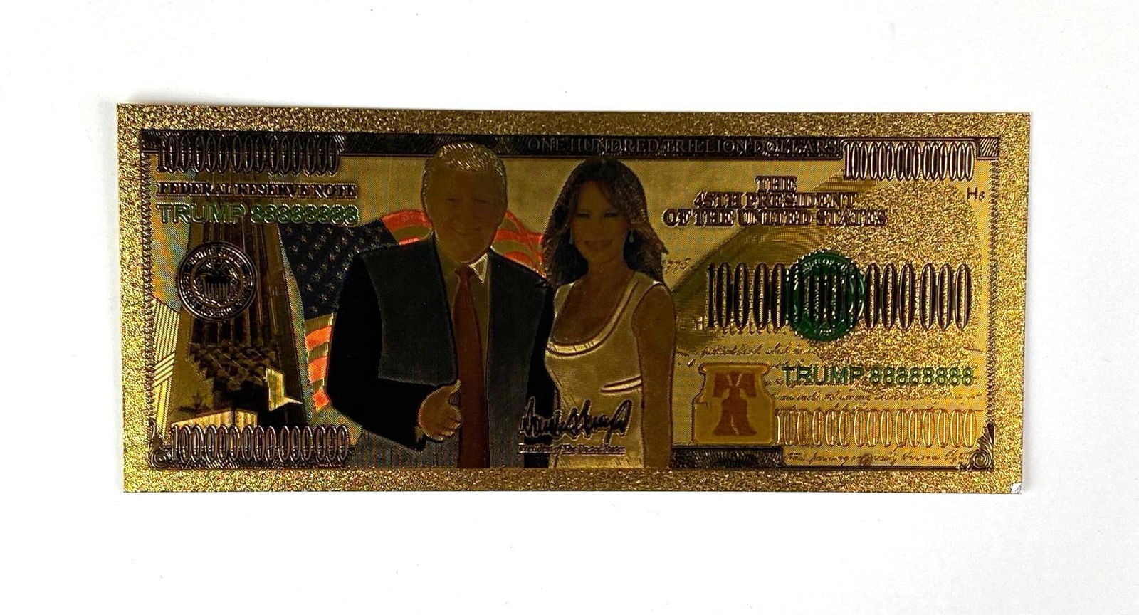 Donald J Trump The 45th President of the United States Commemorative 24 K Gold Foiled Bank Note (1 of 2)