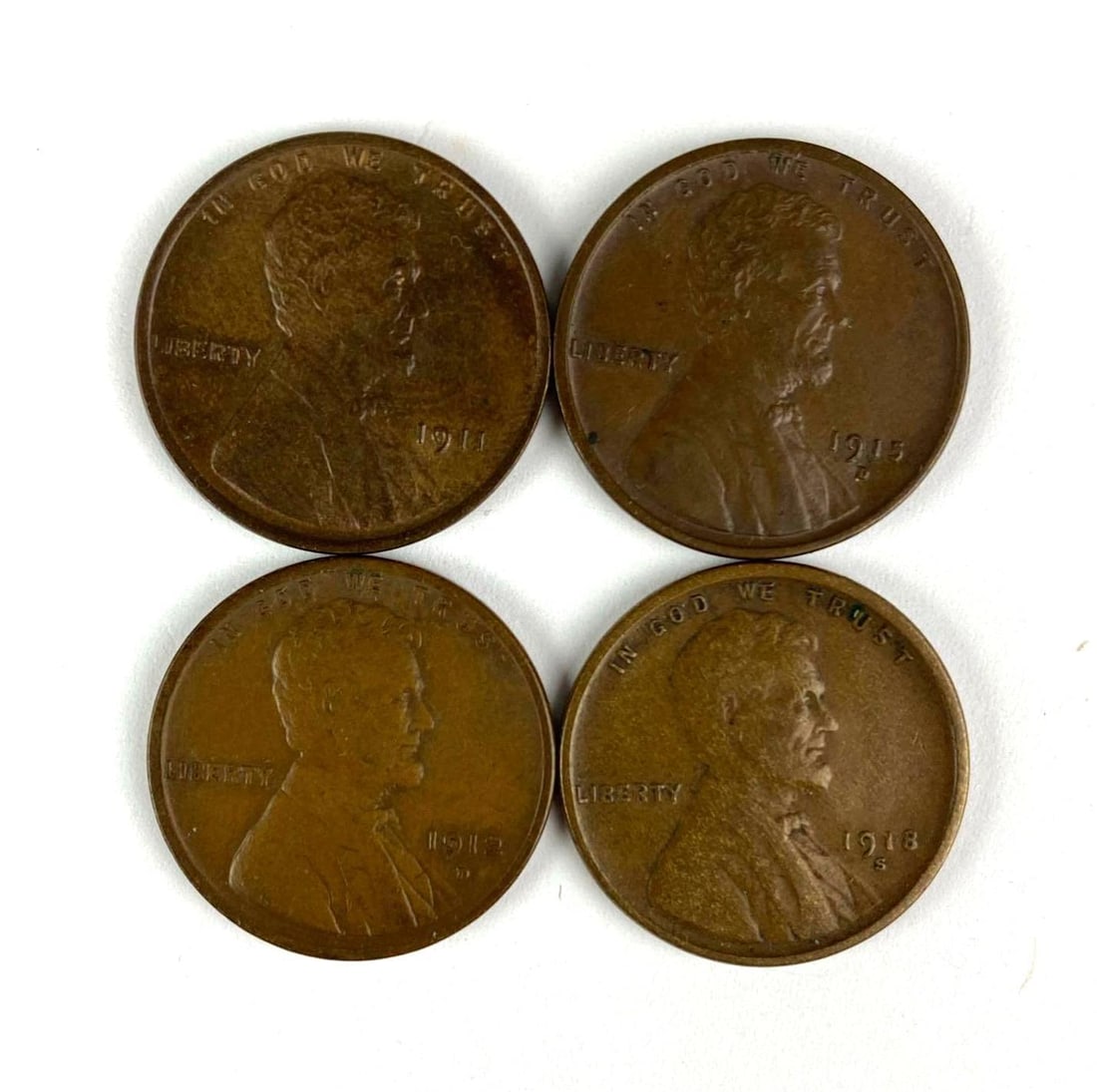 Group of 4 US Lincoln Wheat Cents (1 of 2)