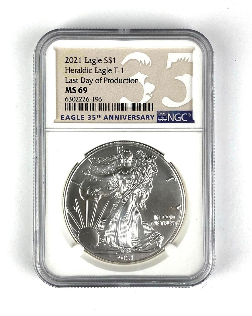 2021 US $1 American Silver Eagle Dollar 1 oz .999 Fine Silver NGC Graded MS69 (1 of 2)