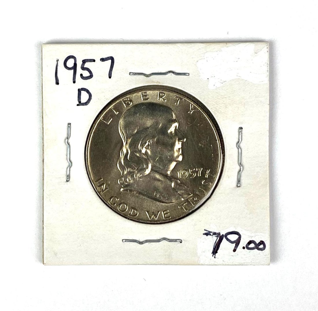 1957 D US Franklin Silver Half Dollar (1 of 2)