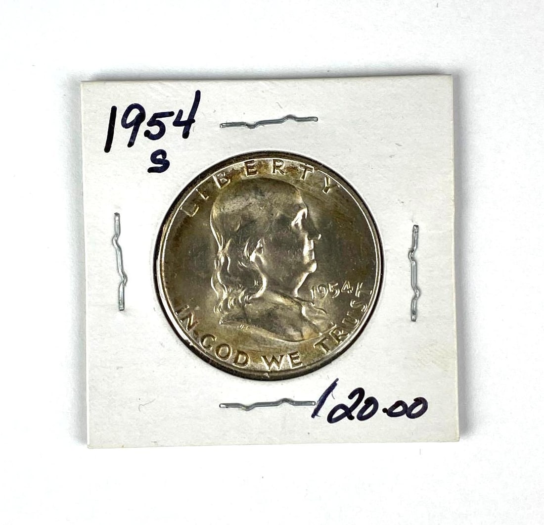 1954 S US Franklin Silver Half Dollar (1 of 2)
