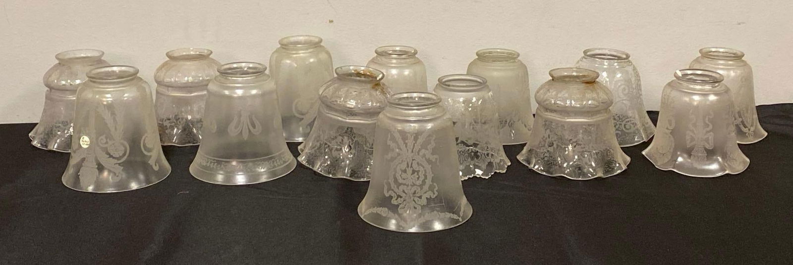 Group of Antique Etched Glass Lamp Shades (1 of 3)