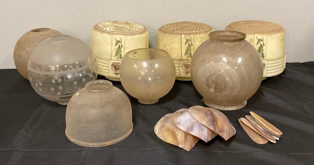 Group of Antique Glass Lamp Shades (1 of 3)