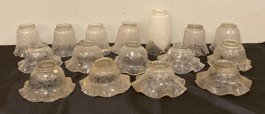 Group of Frosted Glass Lamp Shades (1 of 3)