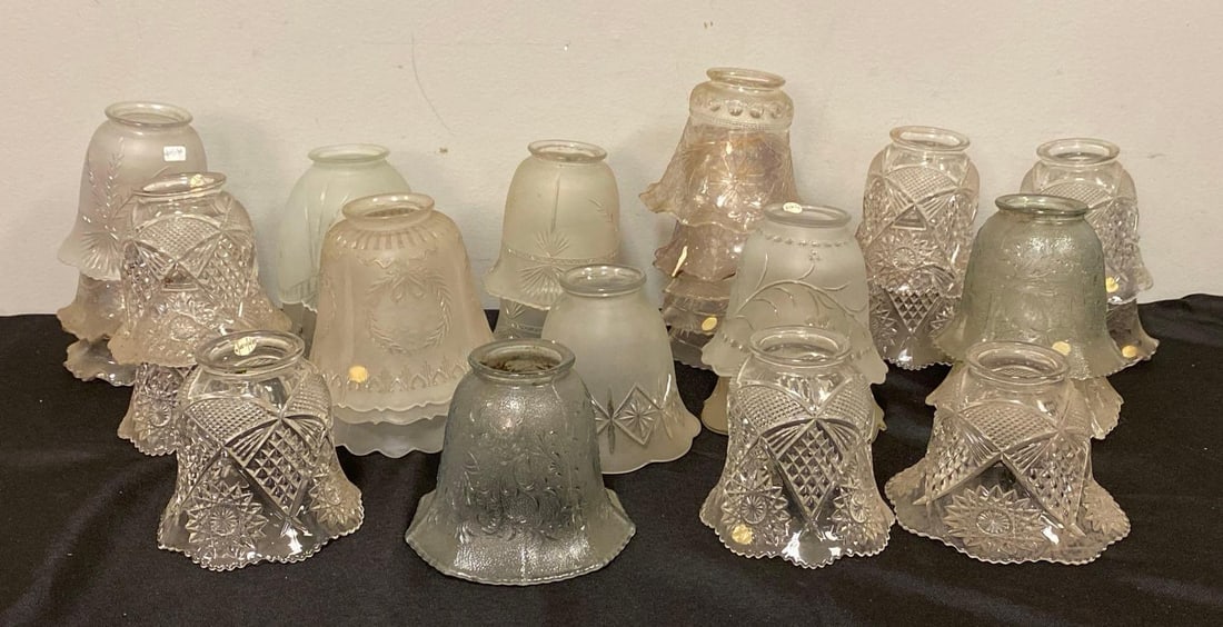 Group of Pressed Glass Lamp Shades (1 of 3)
