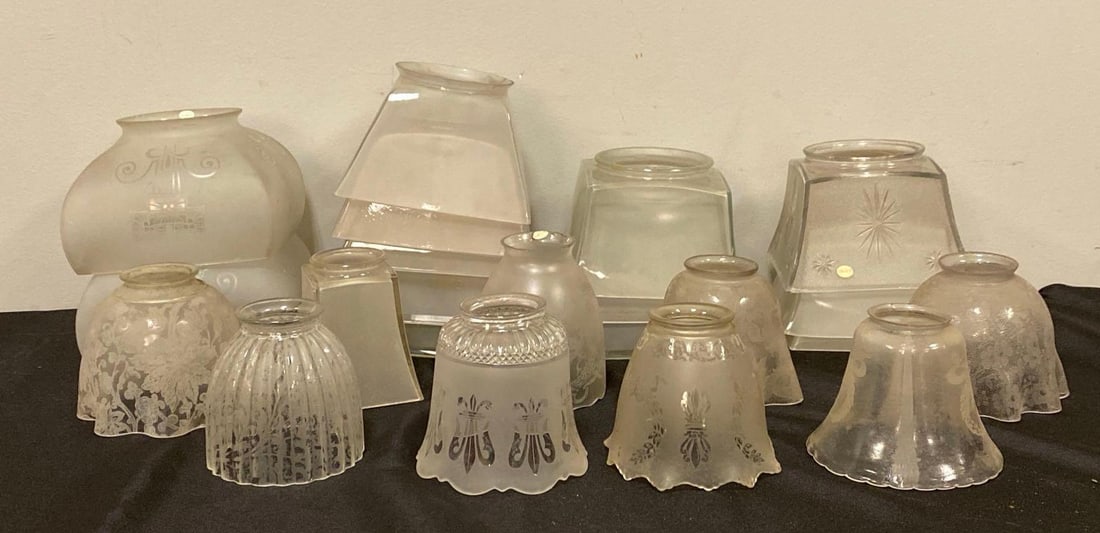 Group of Assorted Frosted Glass Lamp Shades (1 of 3)