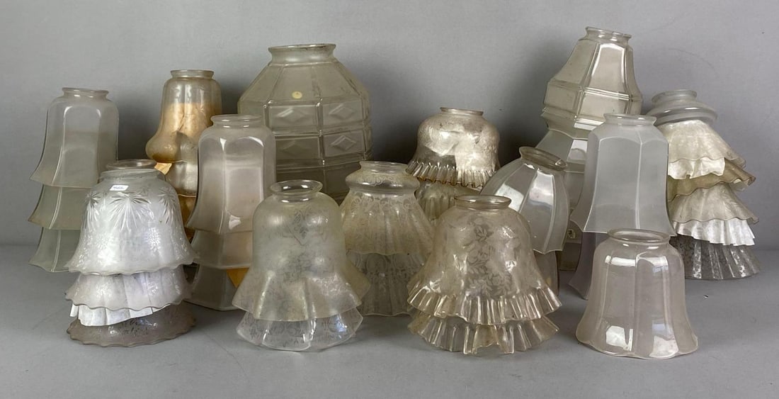 Group of Frosted Glass Lamp Shades (1 of 3)