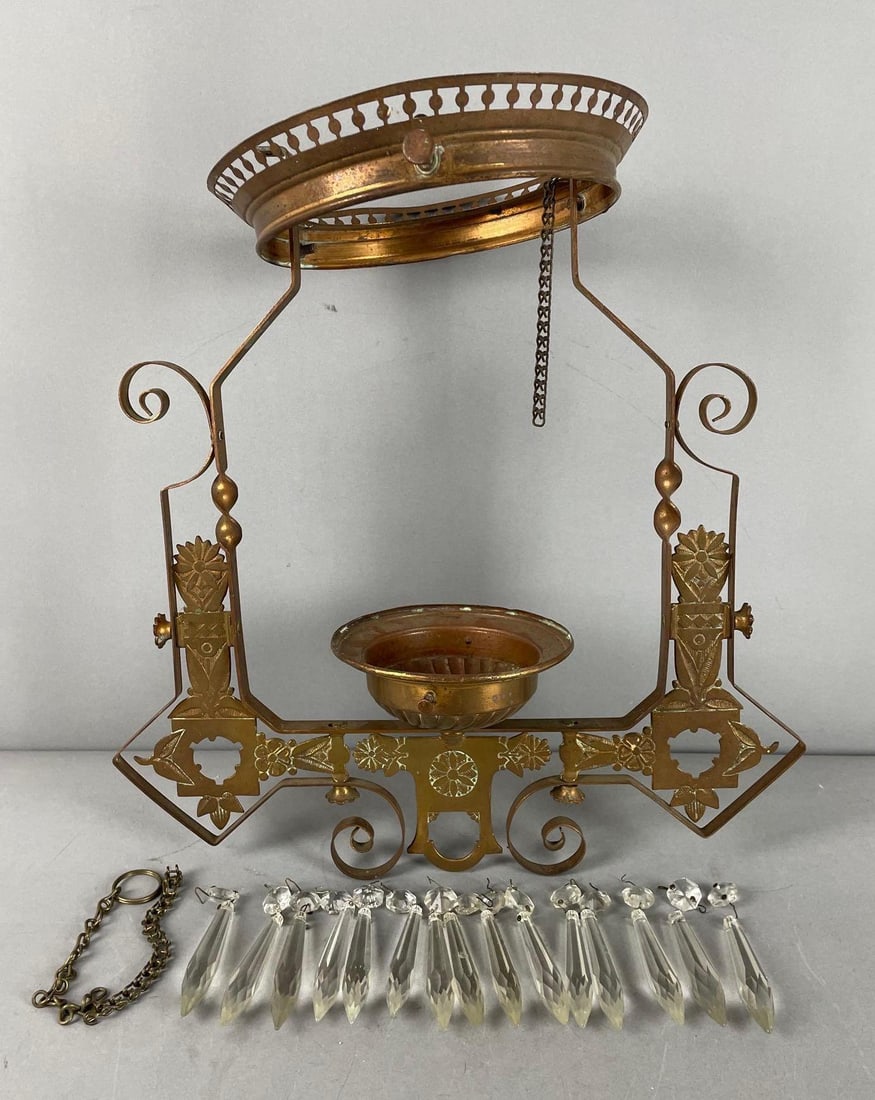 Antique Brass Hanging Oil Lamp Fixture (1 of 1)