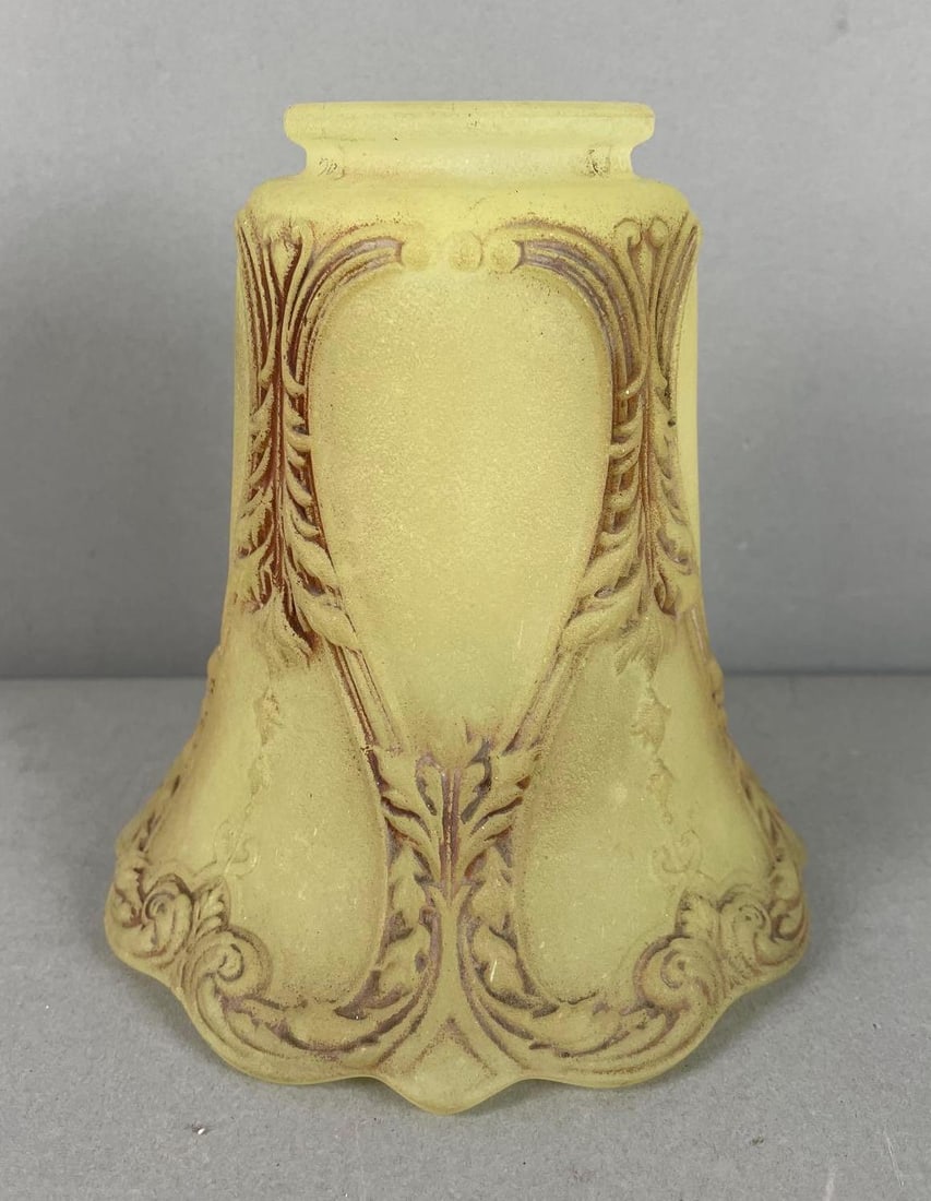 Antique Frosted Yellow Tulip Glass Lamp Shade (1 of 2)