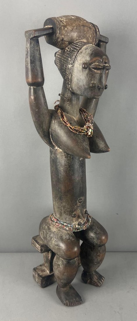 African Tribe Senufo or Baule female seated wood statue (1 of 5)