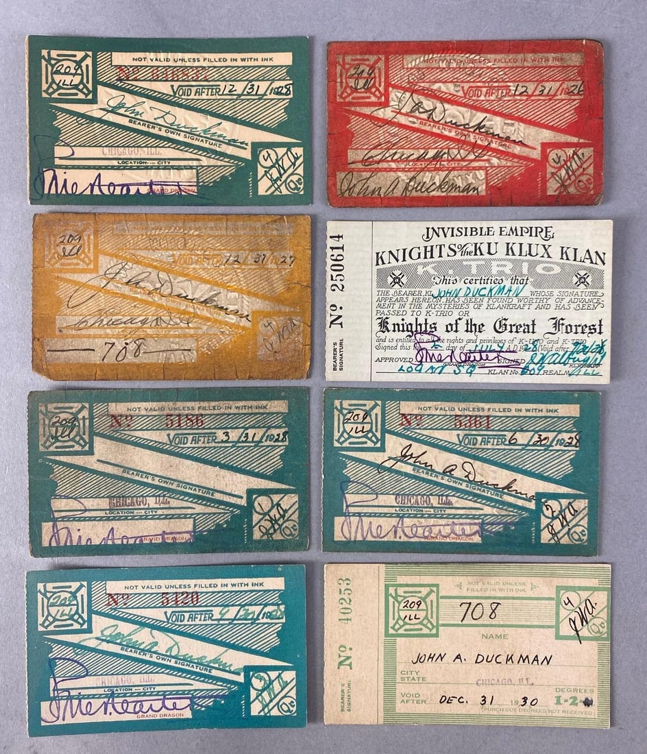 Group of 8 Vintage Ku Klux Klan Certified Cards: In-House Shipping Option: If you would like to use our in-house shipping service, please select “Arrange My Own Shipping” when paying your invoice. After payment, our in-house shipping team wi