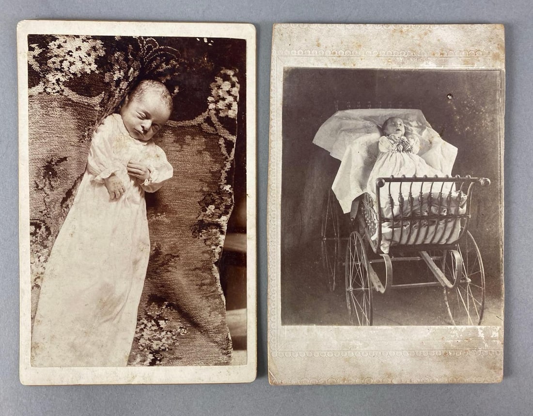 Group of 2 Antique Infant Post Mortem Cabinet Cards (1 of 2)