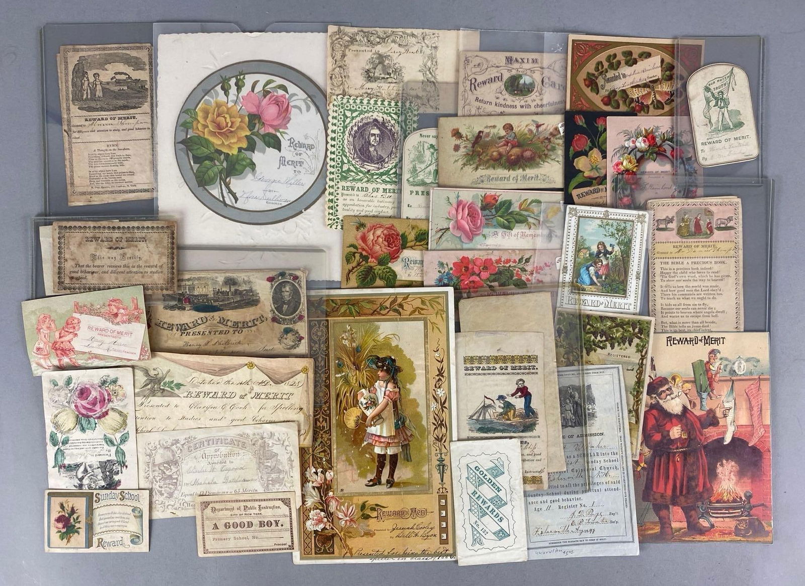 Group of Antique Reward of Merit Certificates: In-House Shipping Option: If you would like to use our in-house shipping service, please select “Arrange My Own Shipping” when paying your invoice. After payment, our in-house shipping team wi