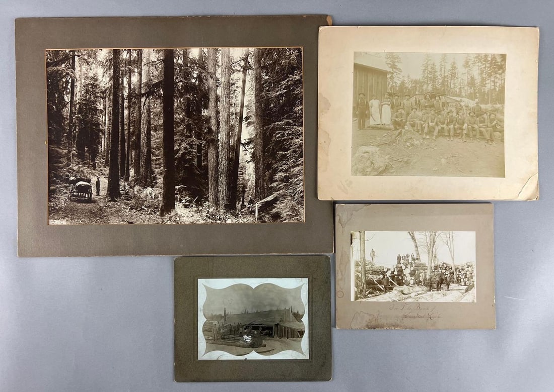 Group of 4 Antique Photographs with Lumber Jacks (1 of 4)