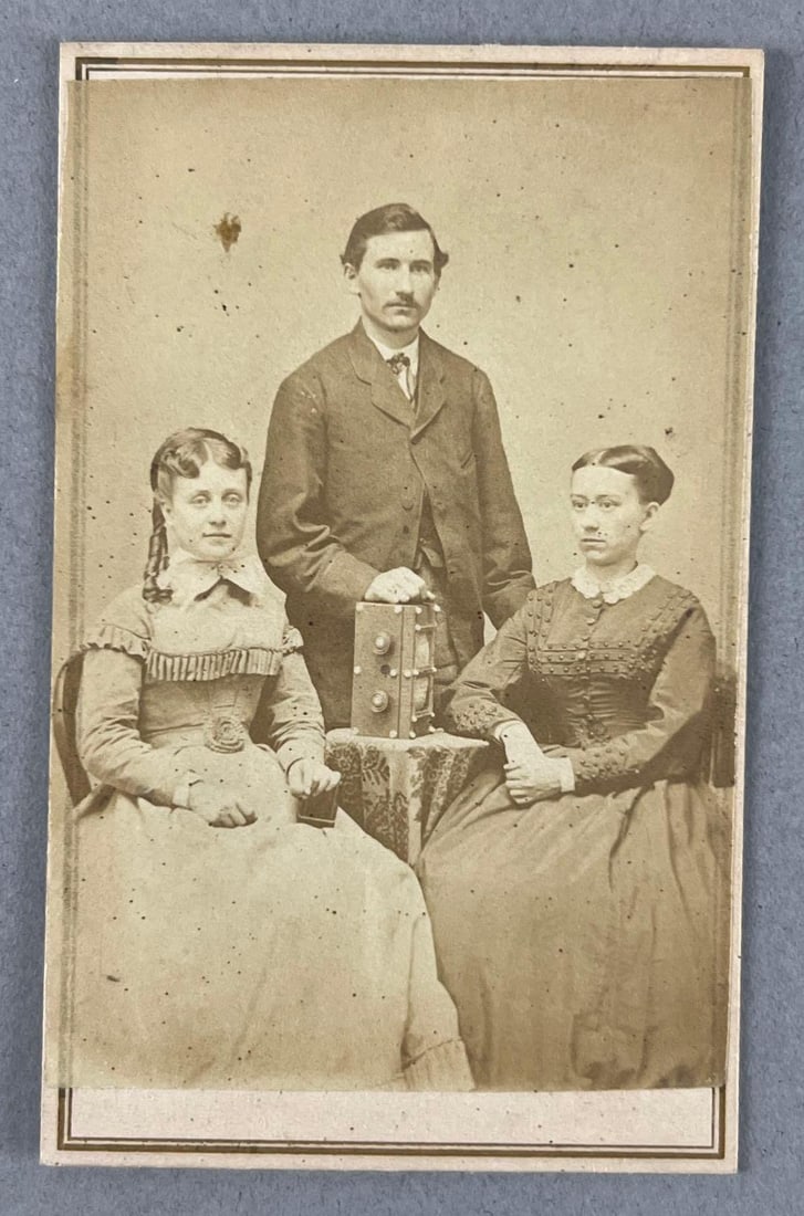 Antique CDV Photograph of A Family with a Strange Device (1 of 2)