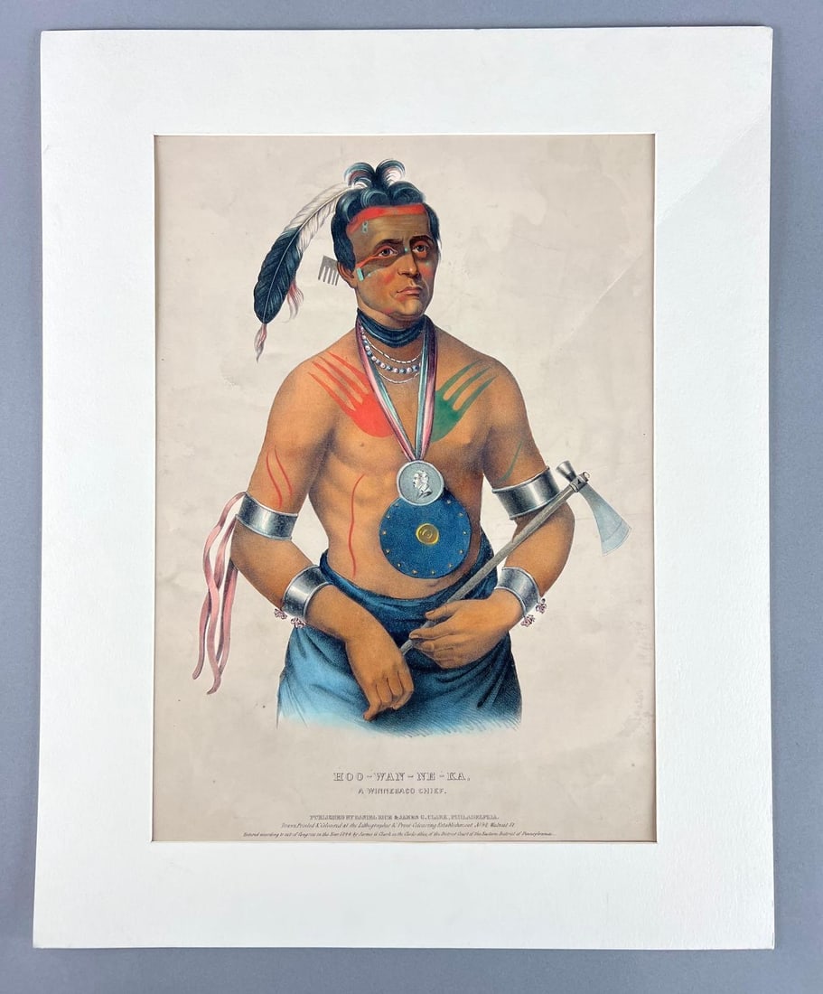 Antique Hoo-Wan-Ne-Ka Native American Winnebago Chief Lithograph (1 of 2)