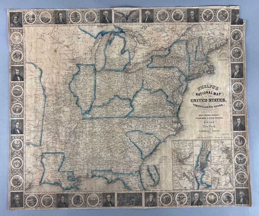 1845 Phelps National Map of the United States a Travelers Guide (1 of 11)