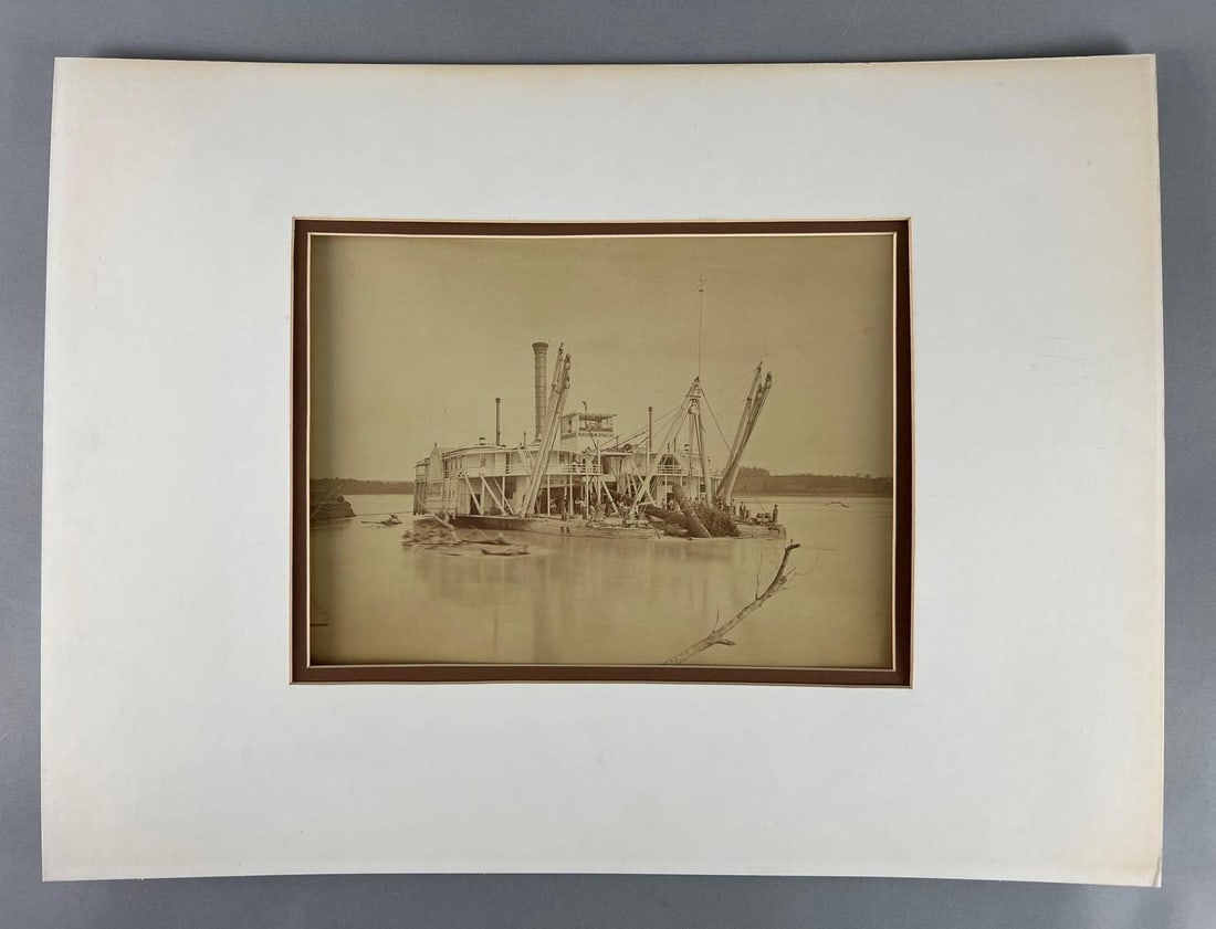 Antique Photograph of a Steamboat Dredging Ship the Macom (1 of 2)