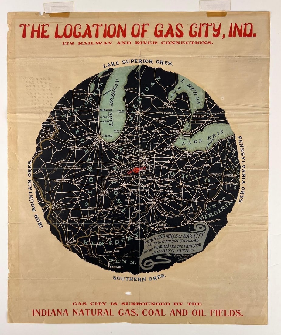 Antique Gas City Indiana Promotional Map: In-House Shipping Option: If you would like to use our in-house shipping service, please select “Arrange My Own Shipping” when paying your invoice. After payment, our in-house shipping team wi