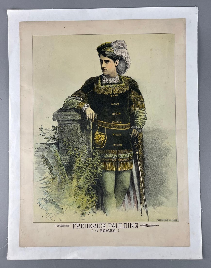 Antique Lithograph of Actor Frederick Paulding as Romeo: In-House Shipping Option: If you would like to use our in-house shipping service, please select “Arrange My Own Shipping” when paying your invoice. After payment, our in-house shipping team wi