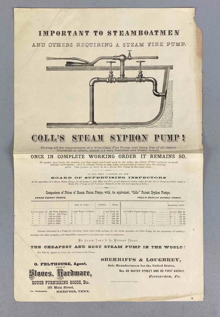 Antique Steamboat Colls Steam Syphon Pump Advertising Flyer (1 of 2)