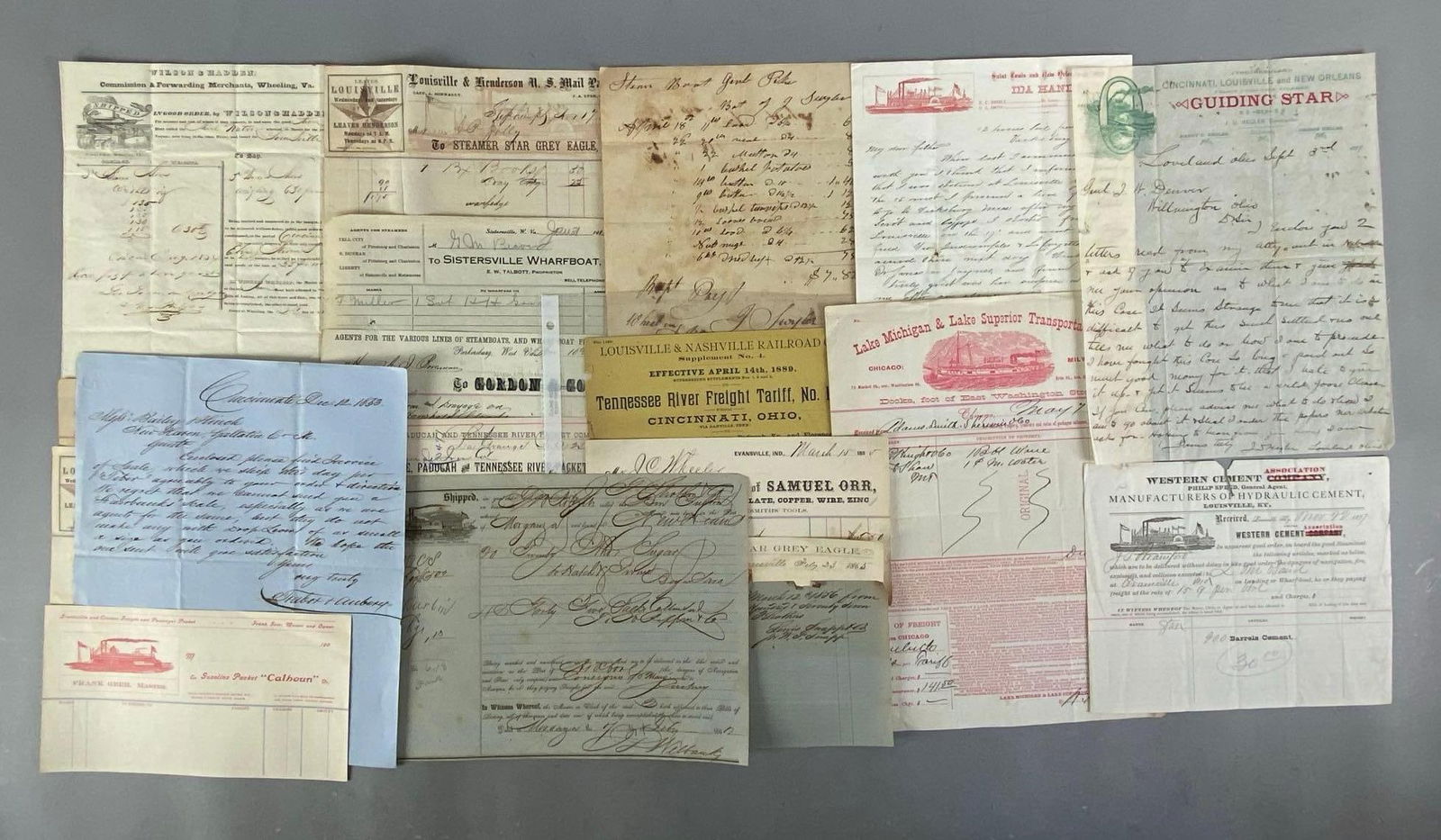 Group of 1830s-1890s Steamboat Letterheads and More (1 of 3)