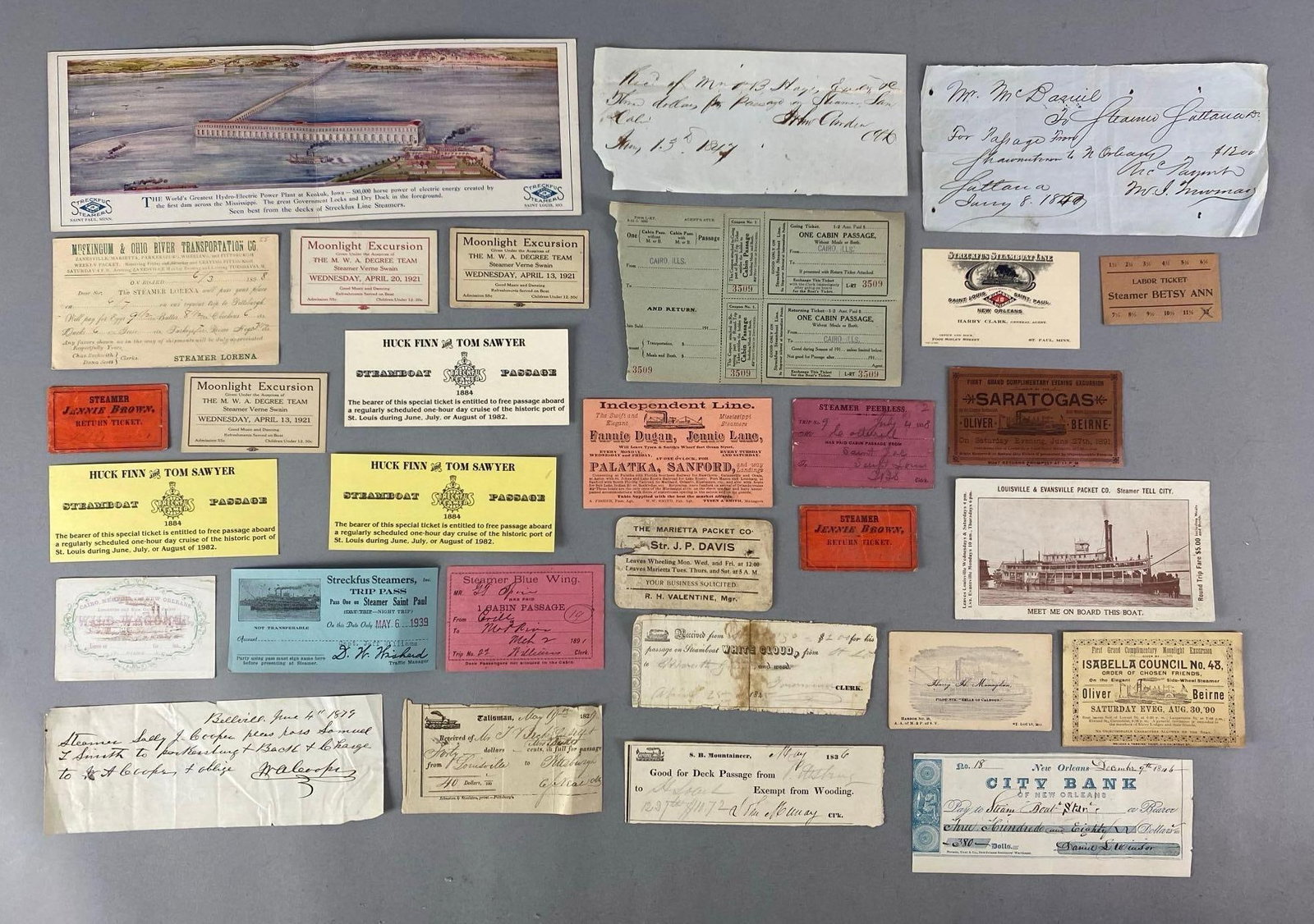 Group of 1840s-1890s Steamboat Ephemera: In-House Shipping Option: If you would like to use our in-house shipping service, please select “Arrange My Own Shipping” when paying your invoice. After payment, our in-house shipping team wi