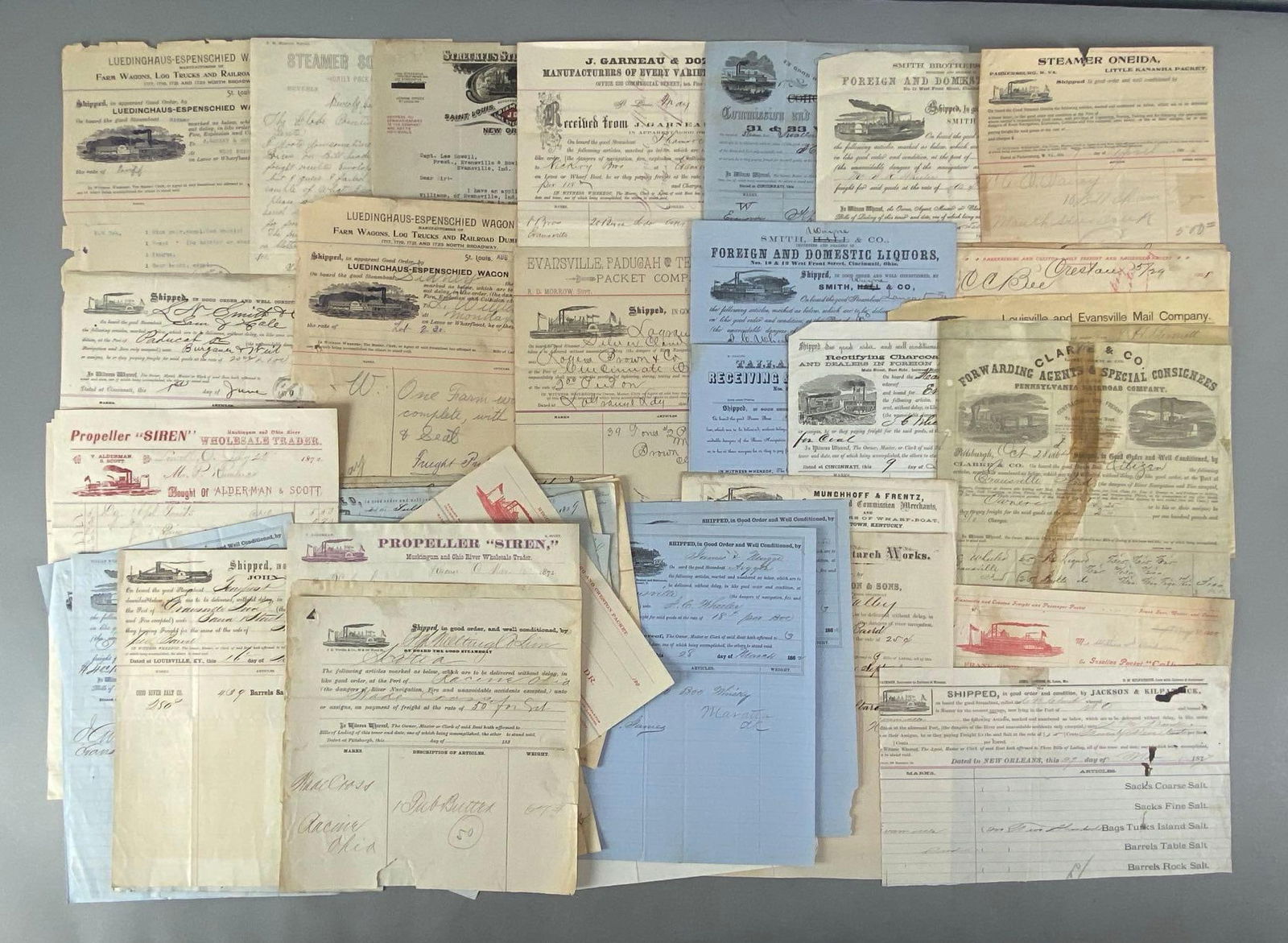 Group of 1850s-1900s Steamboat Letterheads (1 of 3)