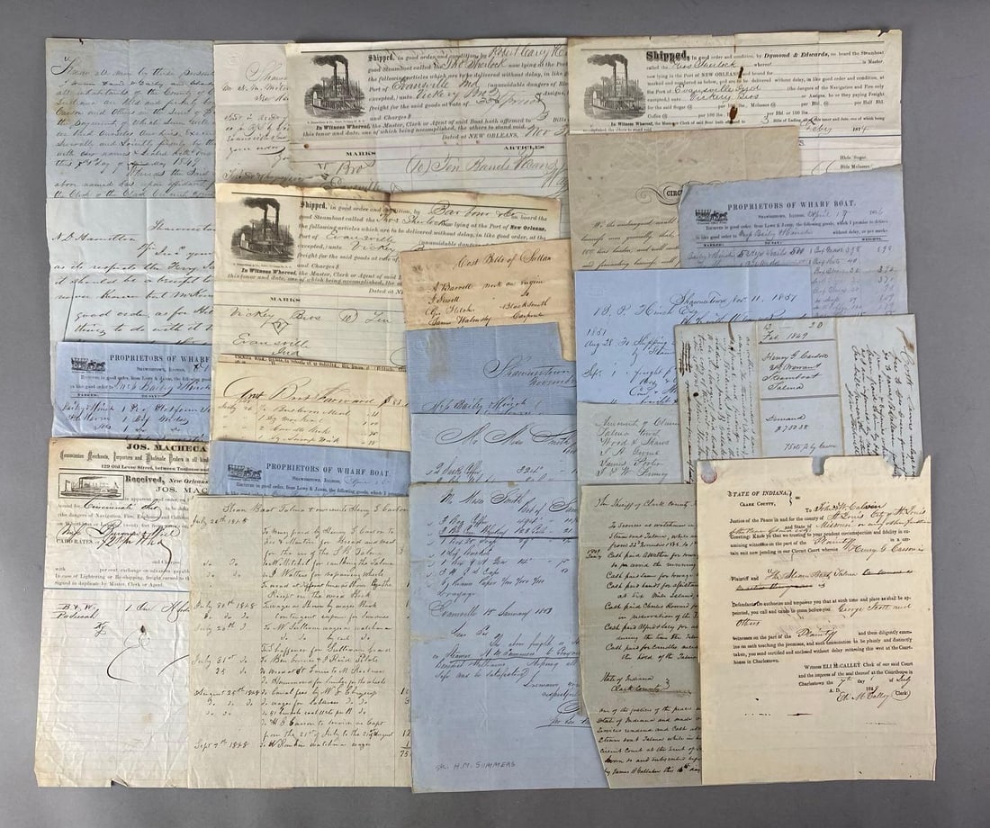 Group of 1840s-1910s Steamboat Shipping Letterheads (1 of 3)