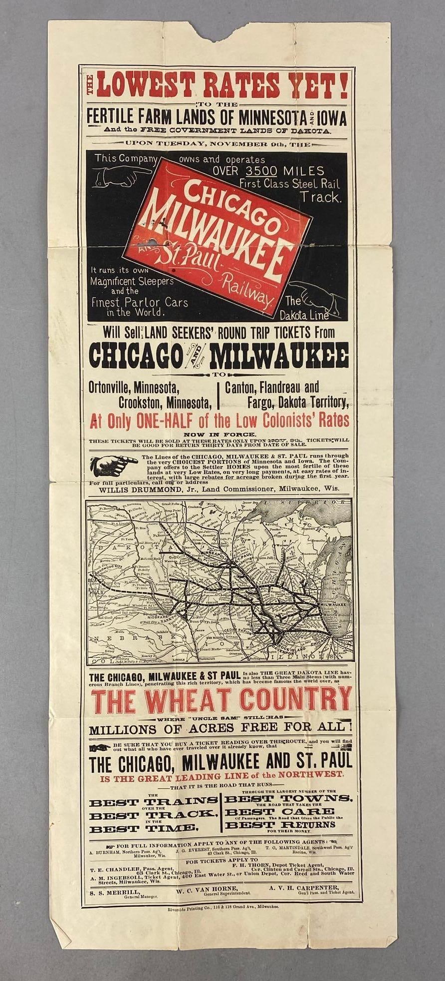 Vintage CM and StP Railway Advertising Poster (1 of 3)